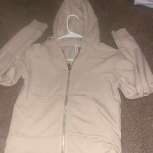 New beige zip up hoodie